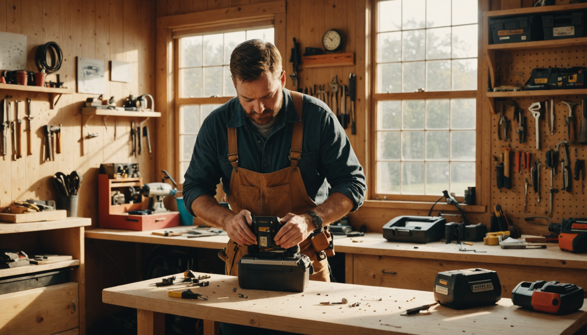 Professional handyman tools and workspace